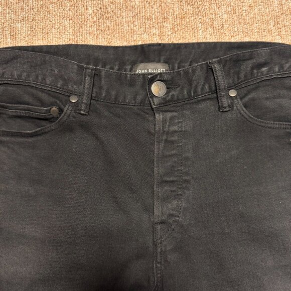 John Elliott Slim Fit Stretch Denim Jeans Faded Black Carbon Mens 34-36 $605 RRP - Picture 13 of 15